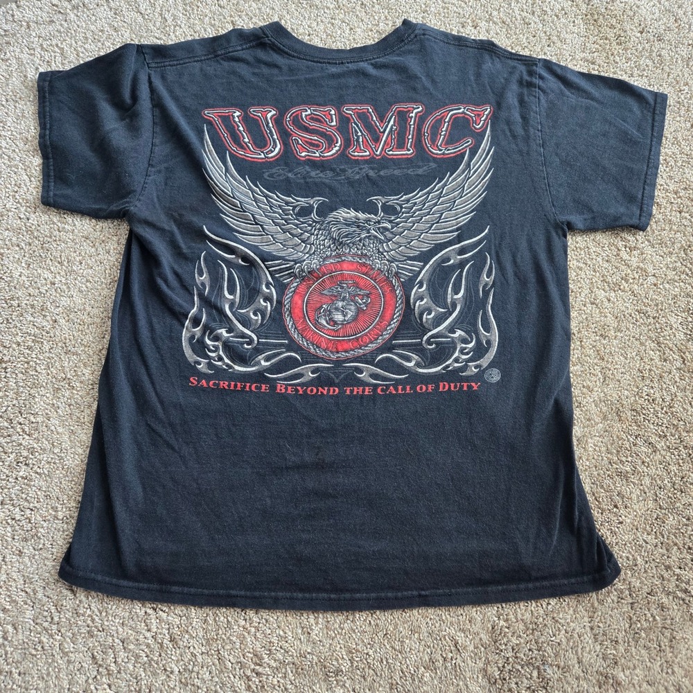 USMC Elite Breed Graphic T-Shirt Mens Black Eagle Sacrifice Beyond Call Of Duty